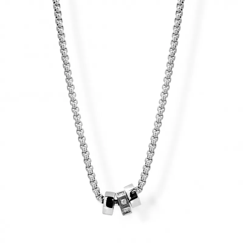 Collana in Acciaio Centrale Cubetti