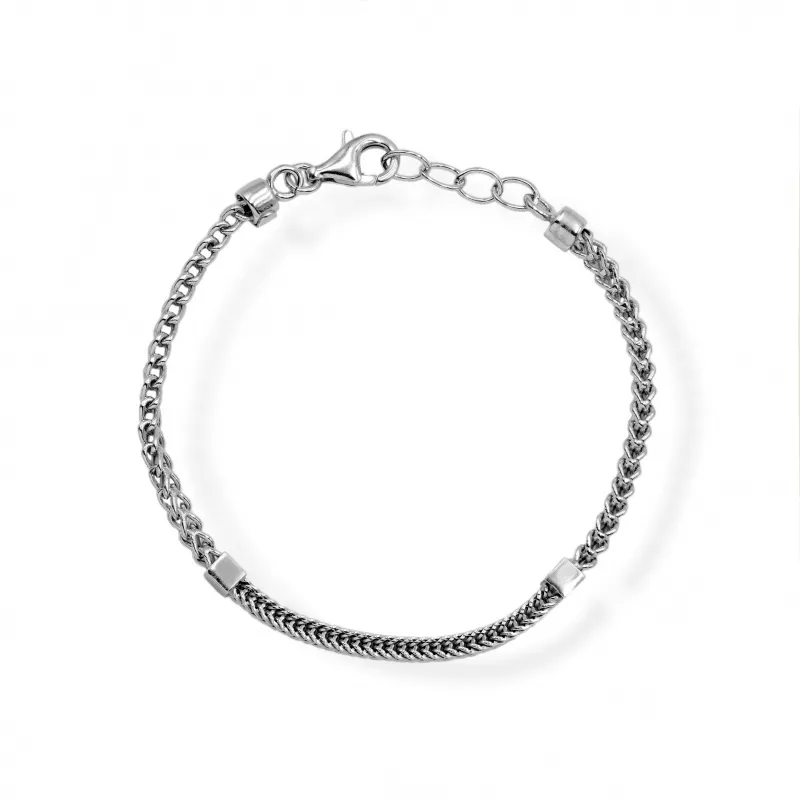 Bracciale in Argento 925 Maglie Alternate