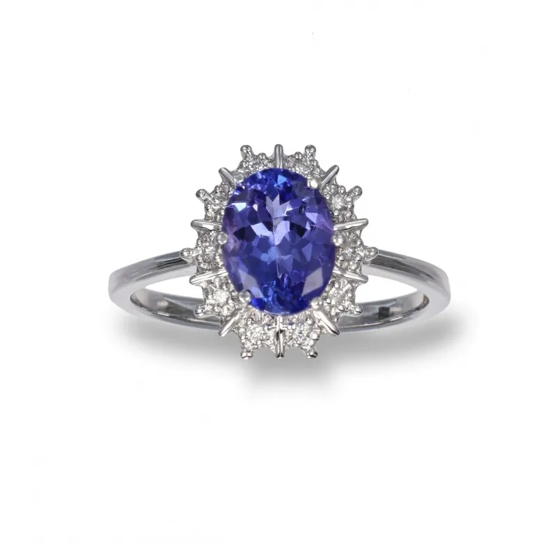 Anello Diana con Tanzanite Ovale e Diamanti ct 0.05