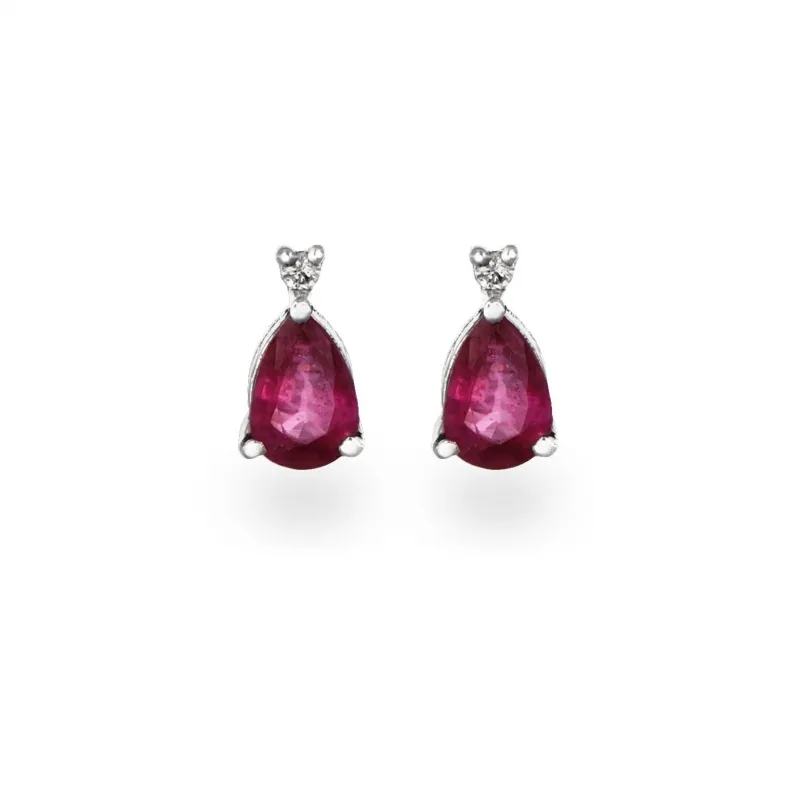 Orecchini a Goccia con Rubini e Punti Luce Diamanti