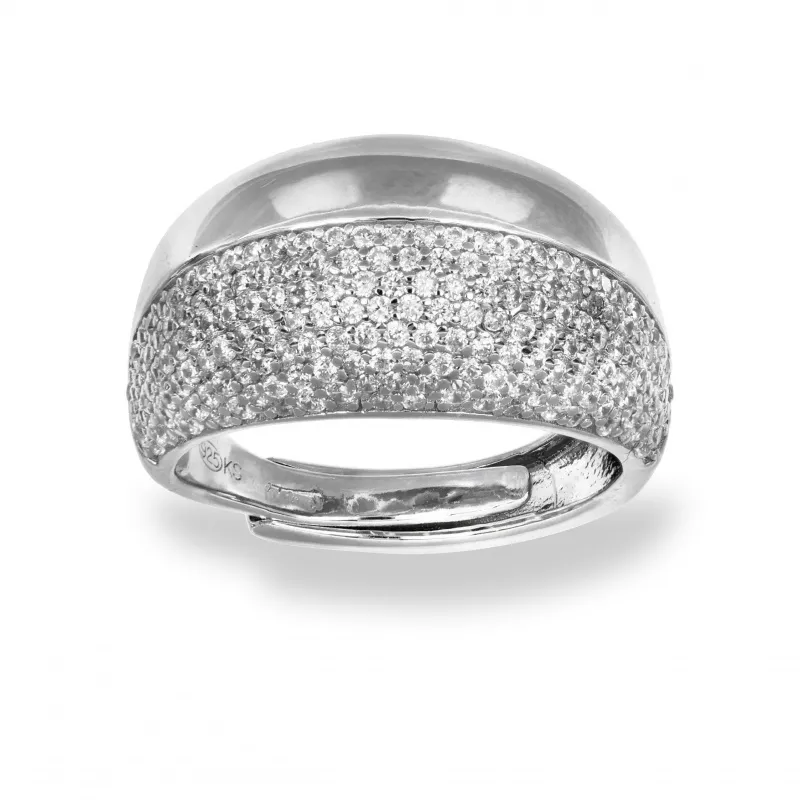 Anello in Argento 925 a Fascia con Pavè