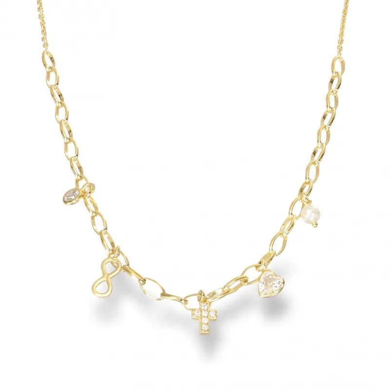 Collier in Argento 925 Maglie Ovali e Charms