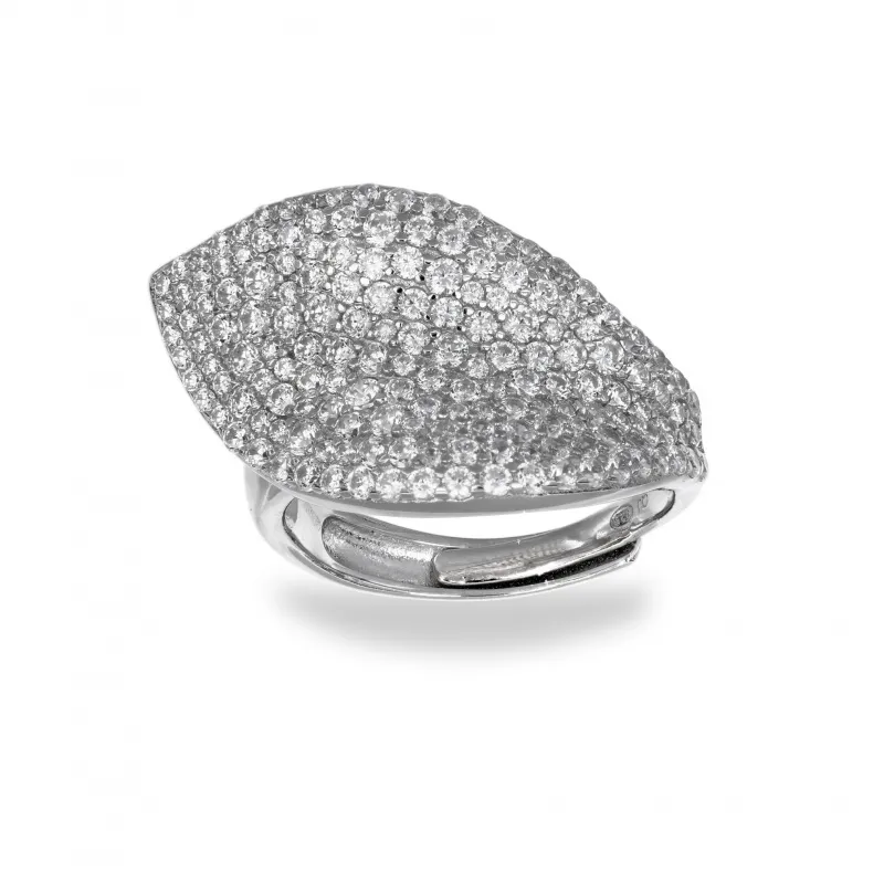 Anello in Argento 925 con Foglia Pavè