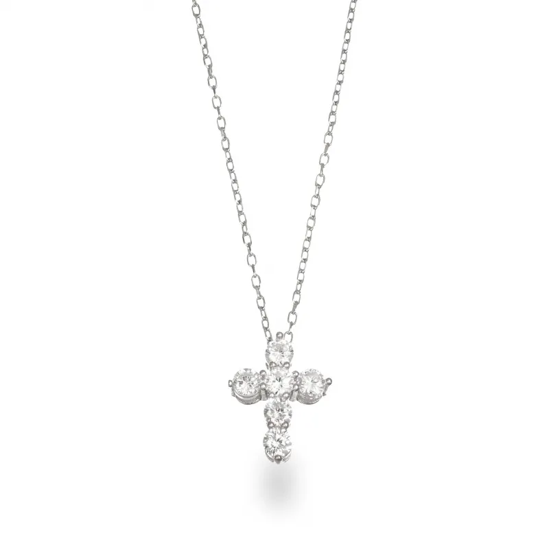 Collier in Argento 925 con Croce Griffes Tonde