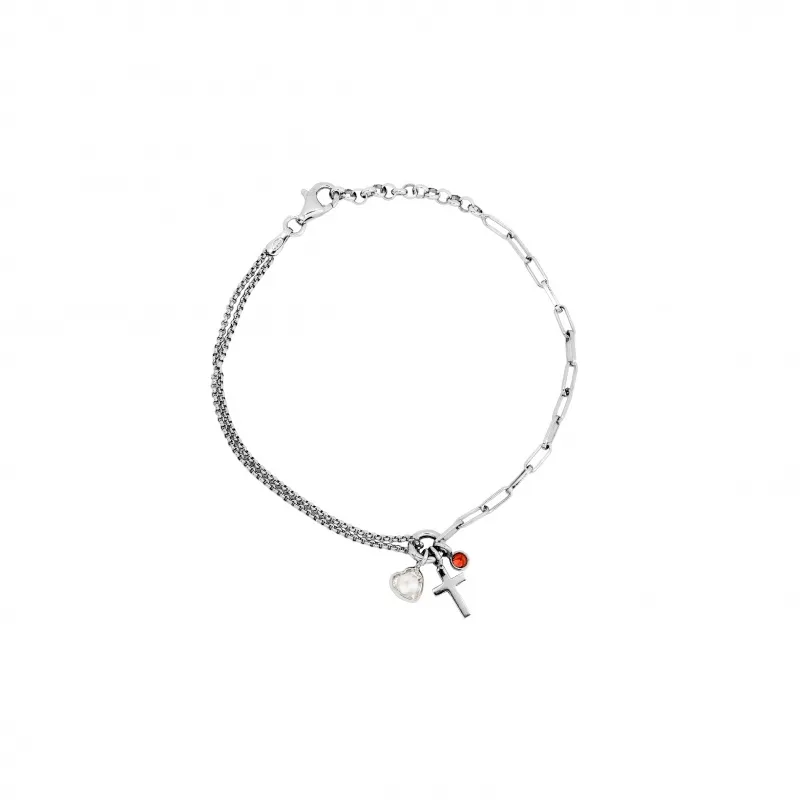 Bracciale in Argento 925 Maglia Doppia e Charms