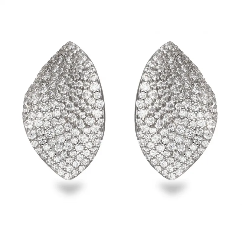 Orecchini in Argento 925 a Foglia Pavè