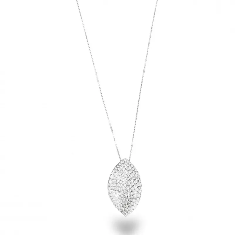Collana in Argento 925 con Foglia Centrale Pave'