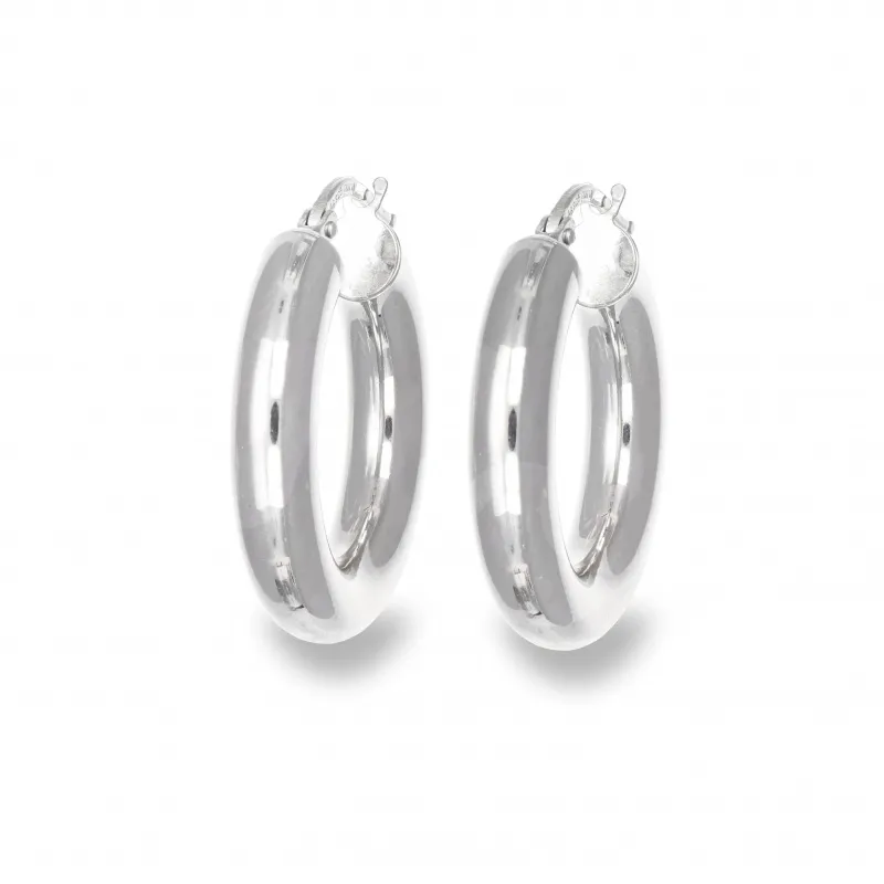 Orecchini a Cerchio in Argento 925 Bombati Lucidi Grandi