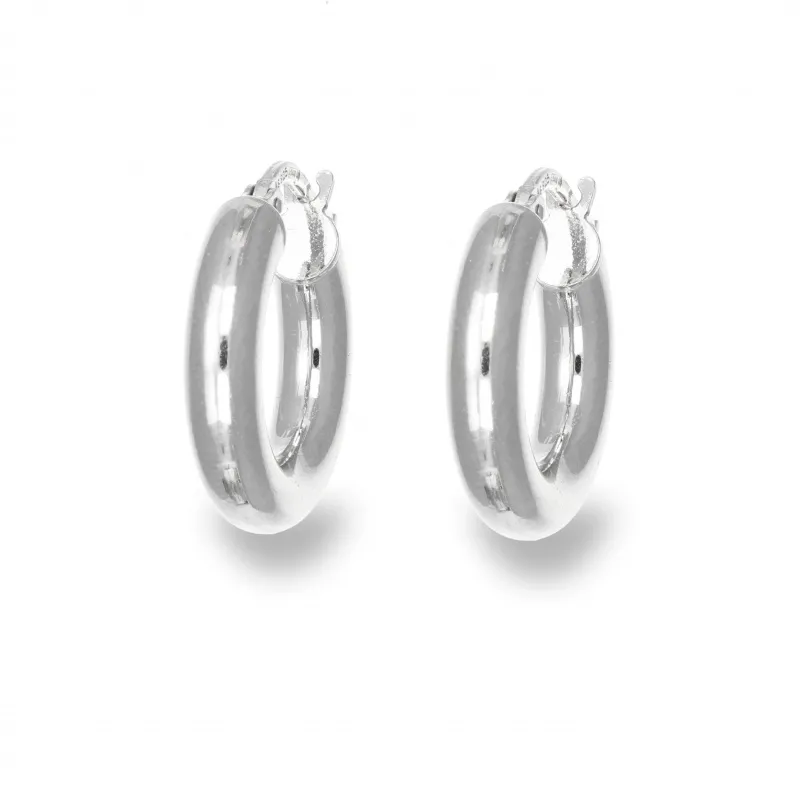 Orecchini a Cerchio in Argento 925 Bombati Lucidi Medi