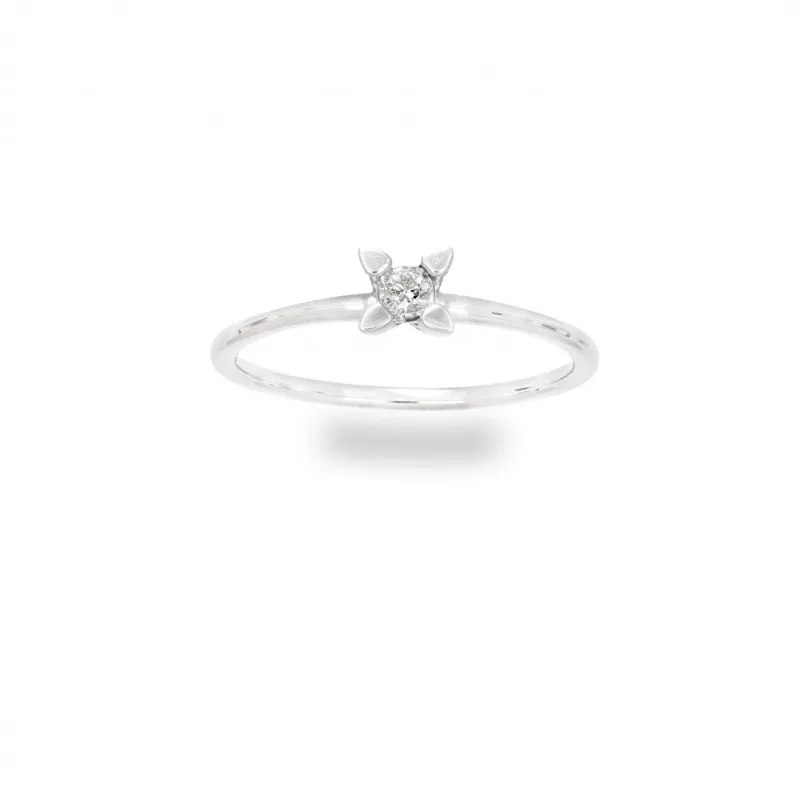 Anello Solitario Petali in Oro 375 con Diamanti da 0,04ct