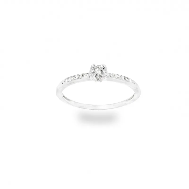 Anello Solitario Toodiamond in Oro 375 e Pietre sul Gambo per 0,09ct