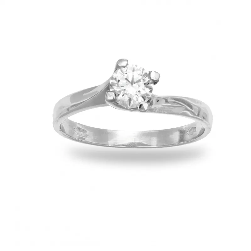 Anello Solitario Valentino in Oro Bianco 375