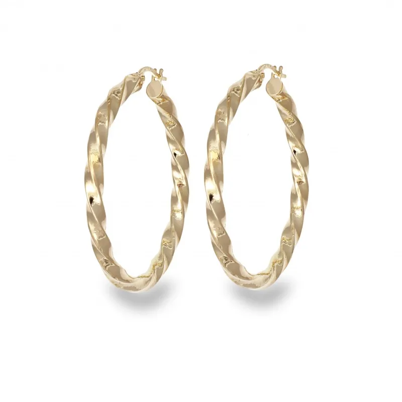 Orecchini Unoaerre a Cerchio in Oro 375 Torchon D.3cm