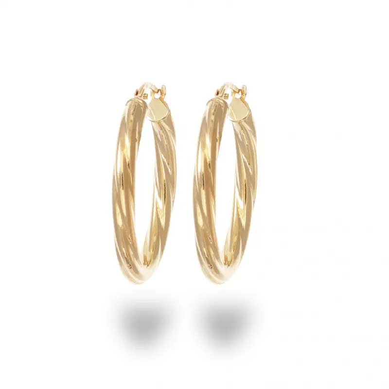 Orecchini a Cerchio in Oro 375 Torchon D.2cm