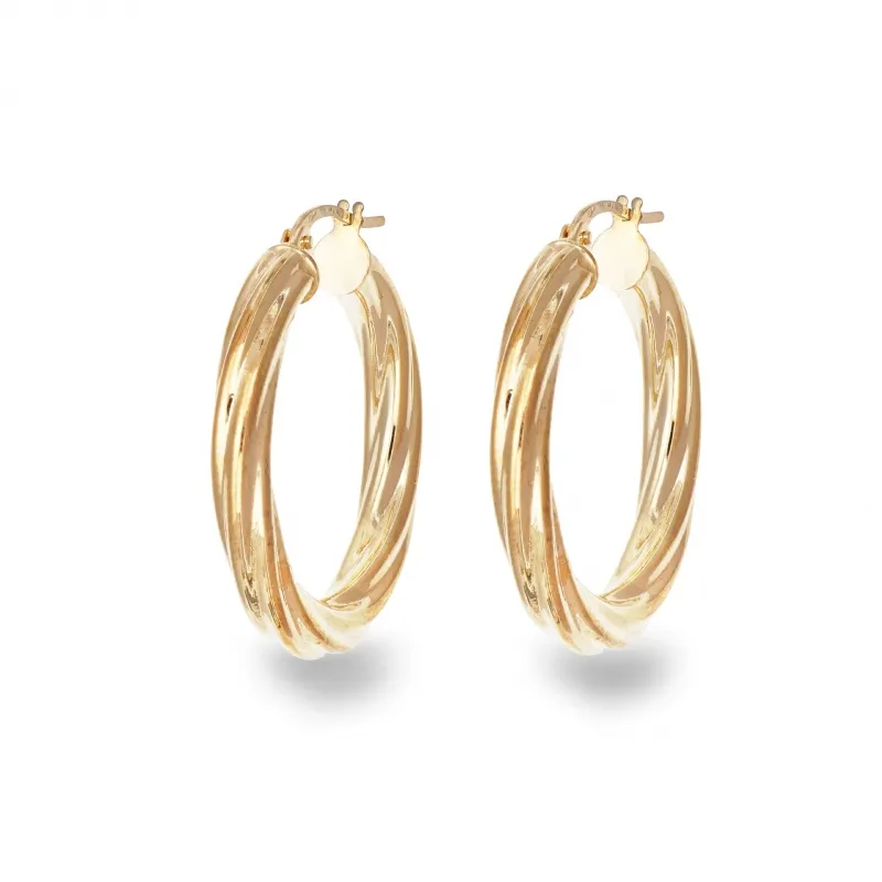 Orecchini Unoaerre a Cerchio in Oro 375 Torchon D.2cm