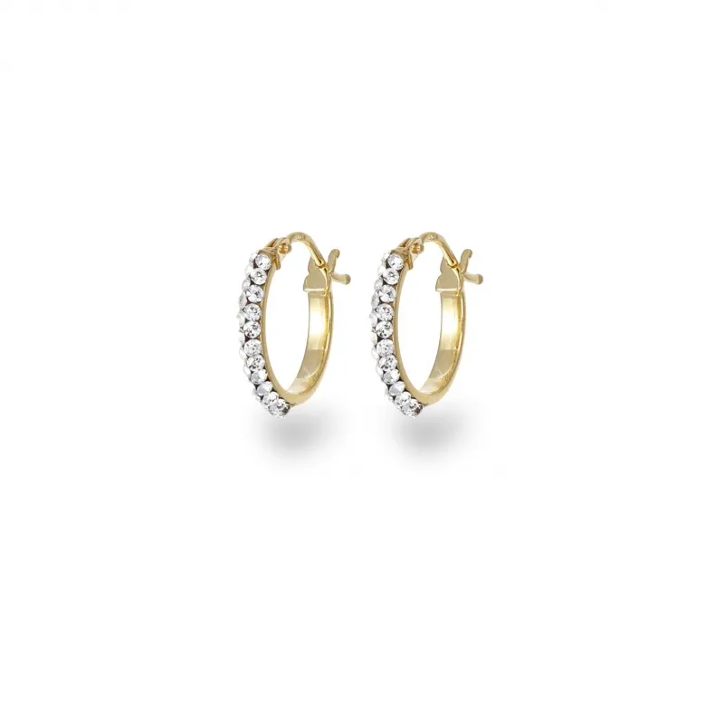 Orecchini a Cerchio in Oro 375 Classico con Cristalli D.1cm