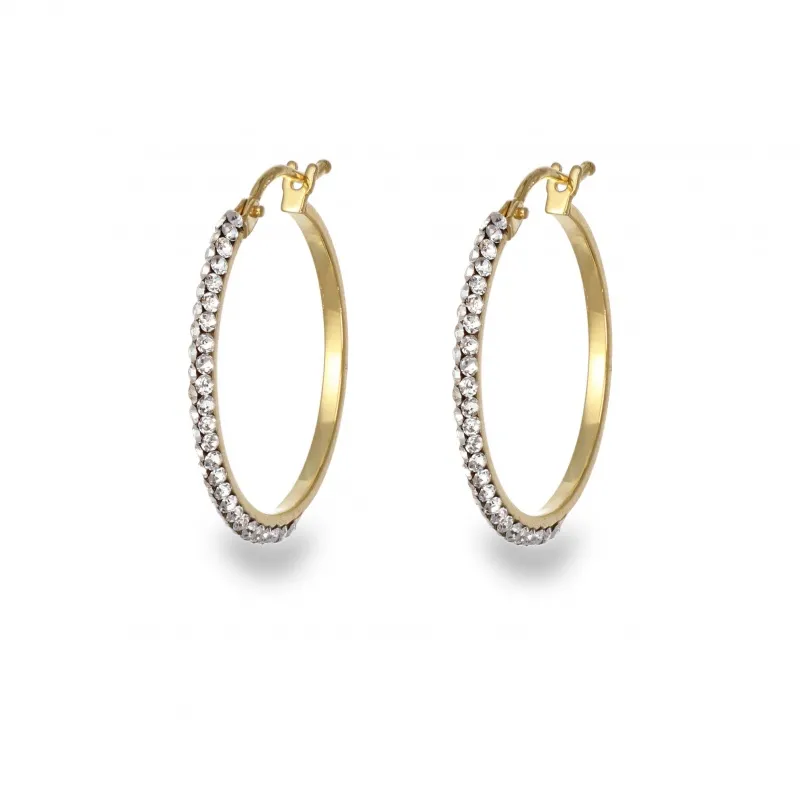 Orecchini a Cerchio in Oro 375 Classico con Cristalli D.2cm