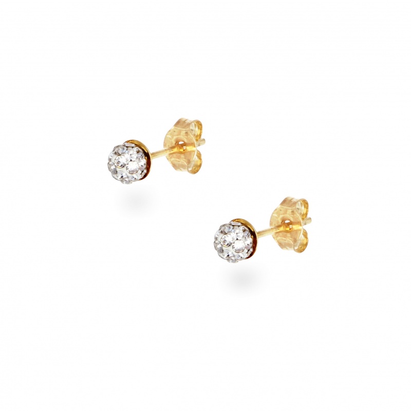 Orecchini in Oro 375 a Sfera con Strass misura Piccola