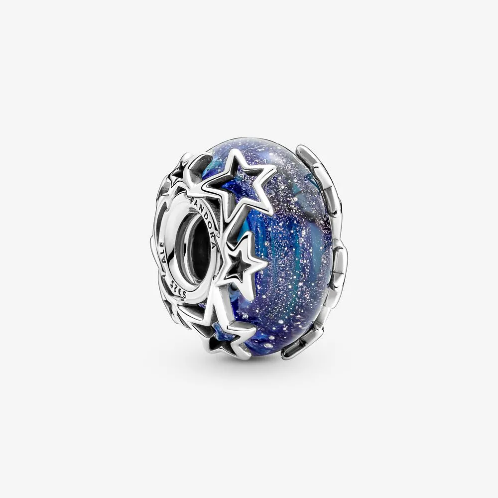 Pandora Charm in vetro di Murano Blu con Stelle