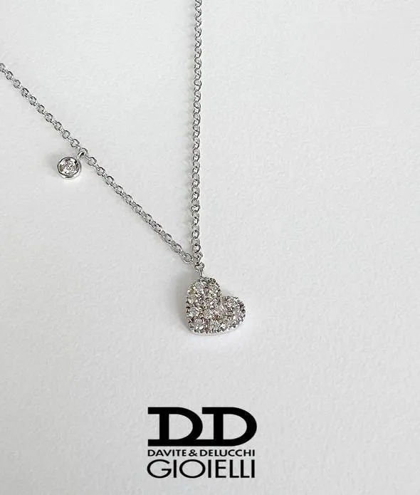 Davite e Delucchi Collana Cuore E Punto Luce In Diamanti