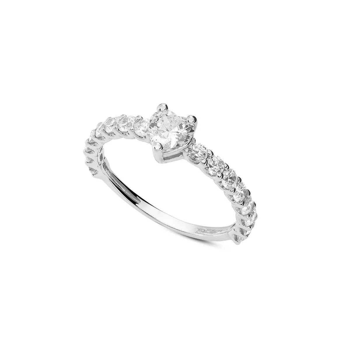 AAZ 096 Anello donna Ambrosia Gioielli in Oro Bianco 18kt e Zirconi Bianchi con Cuore