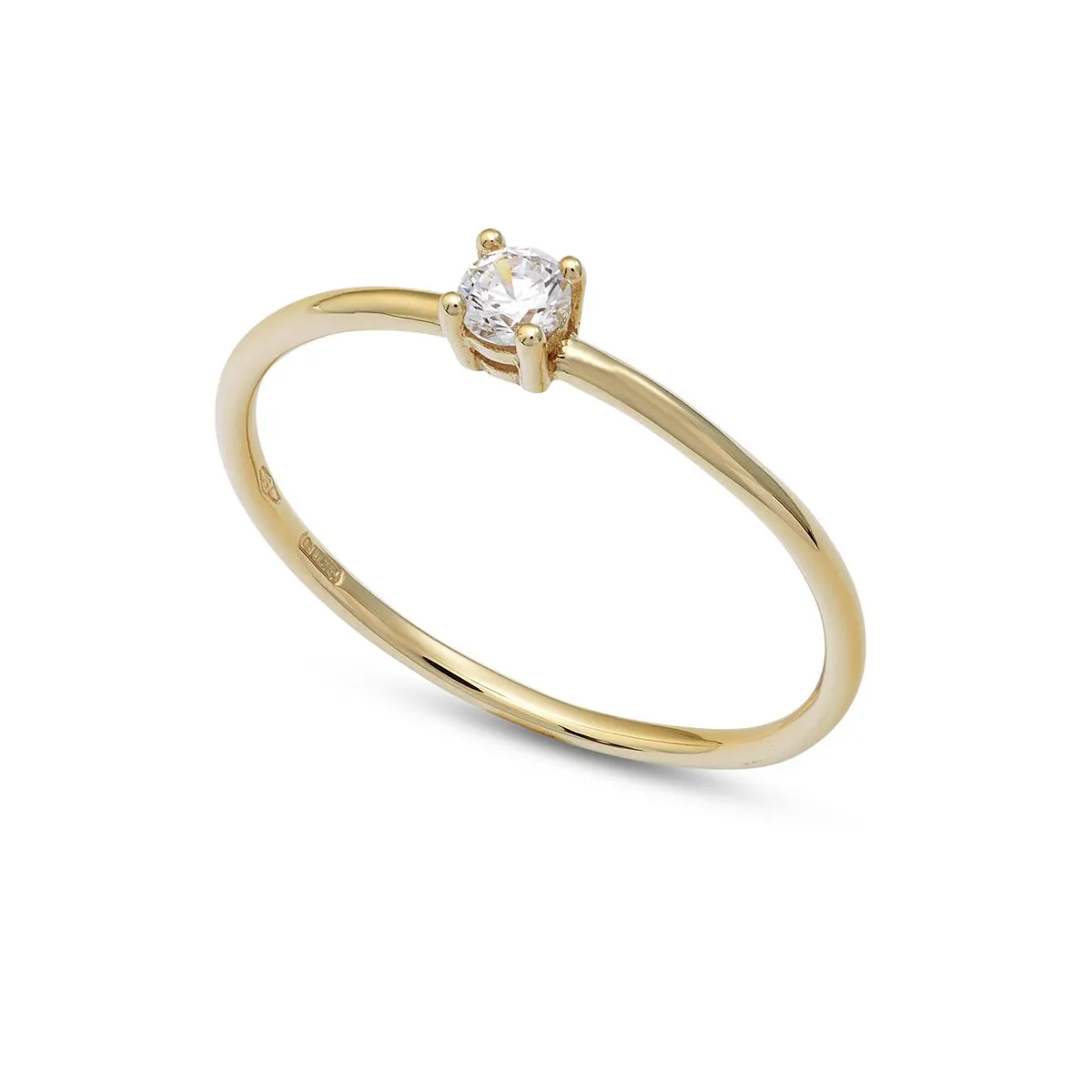 AAZ 100 Anello donna Ambrosia Gioielli in Oro Giallo 18kt e Zircone Bianco