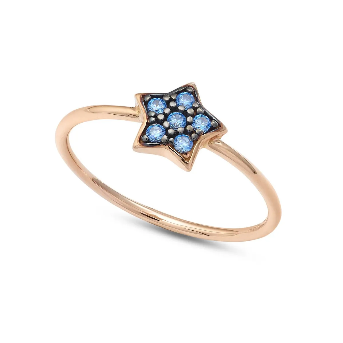 AAZ 129 Anello donna Ambrosia Gioielli a forma di stella in Oro Rosè 18kt e Zirconi Azzurri
