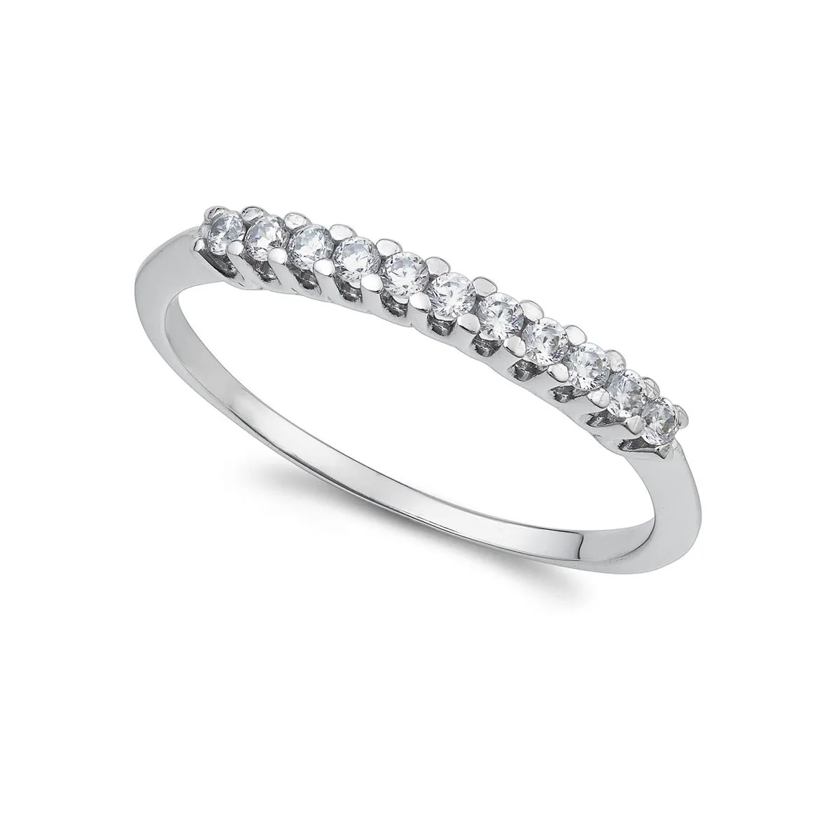 AAZ 143 B Anello Veretta donna Ambrosia Gioielli in Oro Bianco 18kt e Zirconi Bianchi