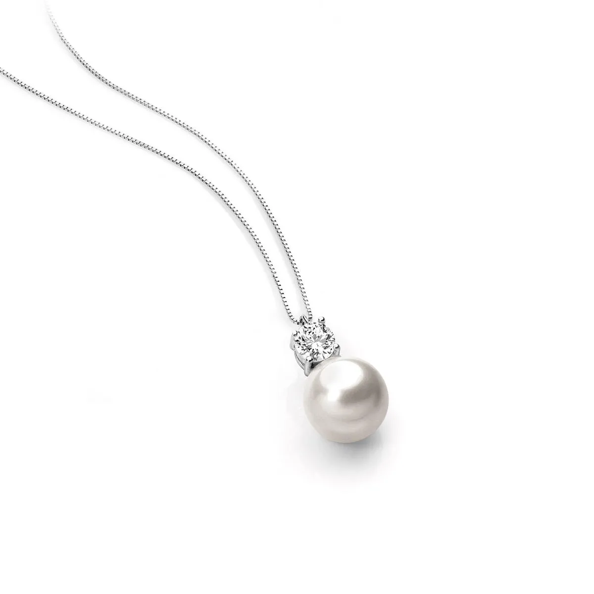 AGP 059 Collana da Donna Ambrosia Gioielli in Oro Bianco 18kt Perla coltivata e Zircone