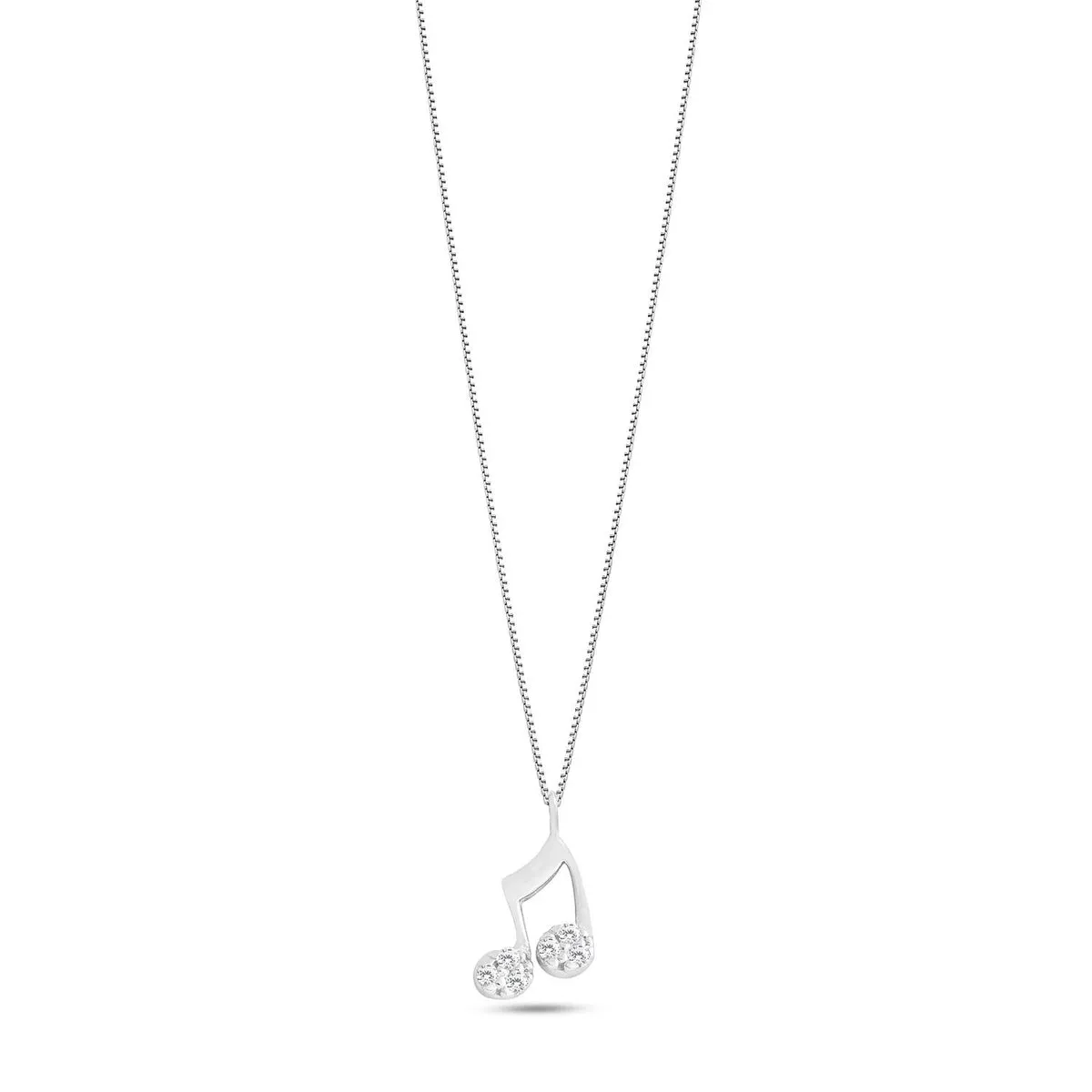 AGZ 275 Collana da Donna Ambrosia Gioielli a forma di Nota in Oro Bianco 18kt e Zirconi