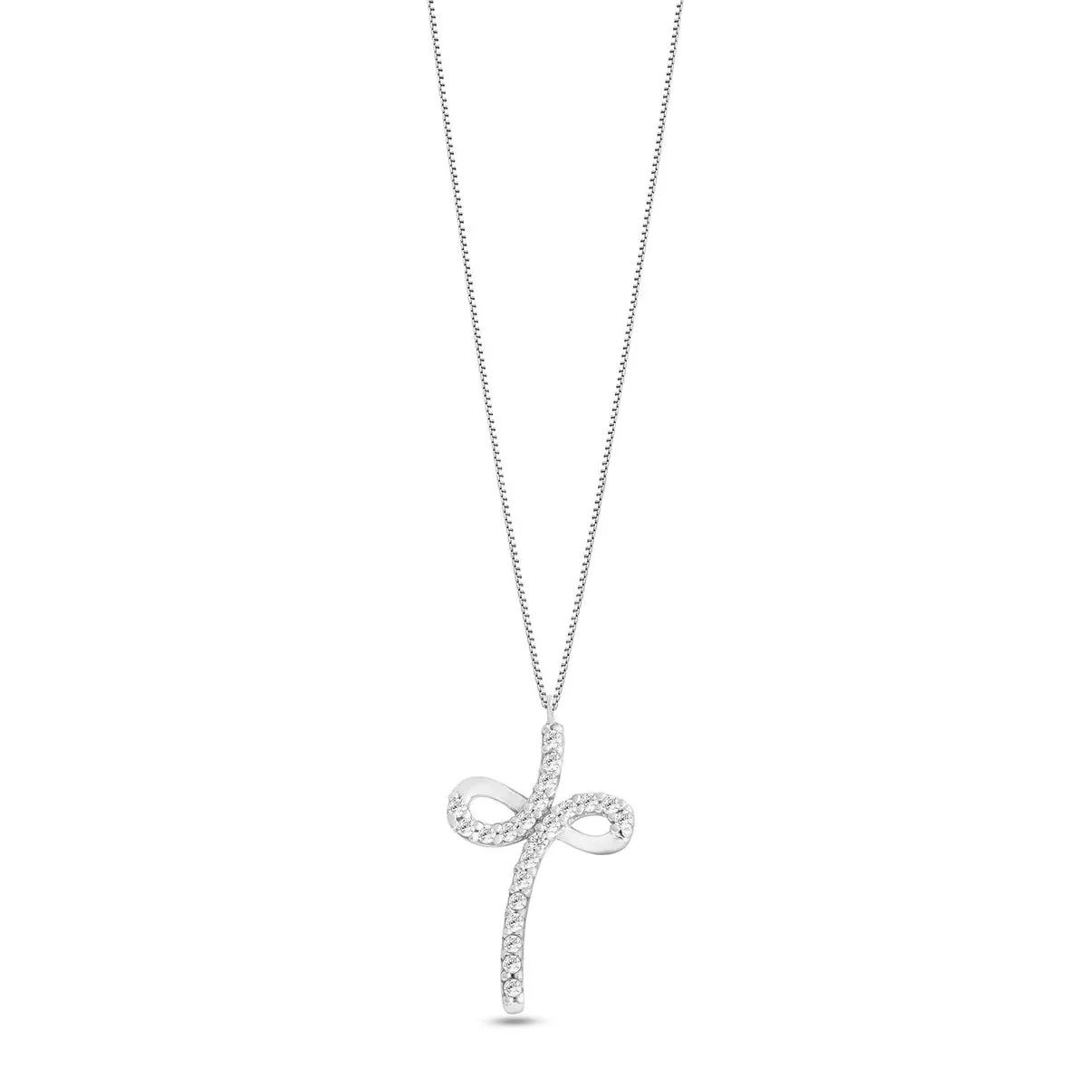 AGZ 280 Collana da Donna Ambrosia Gioielli con Croce con Infinito in Oro 18kt e Zirconi