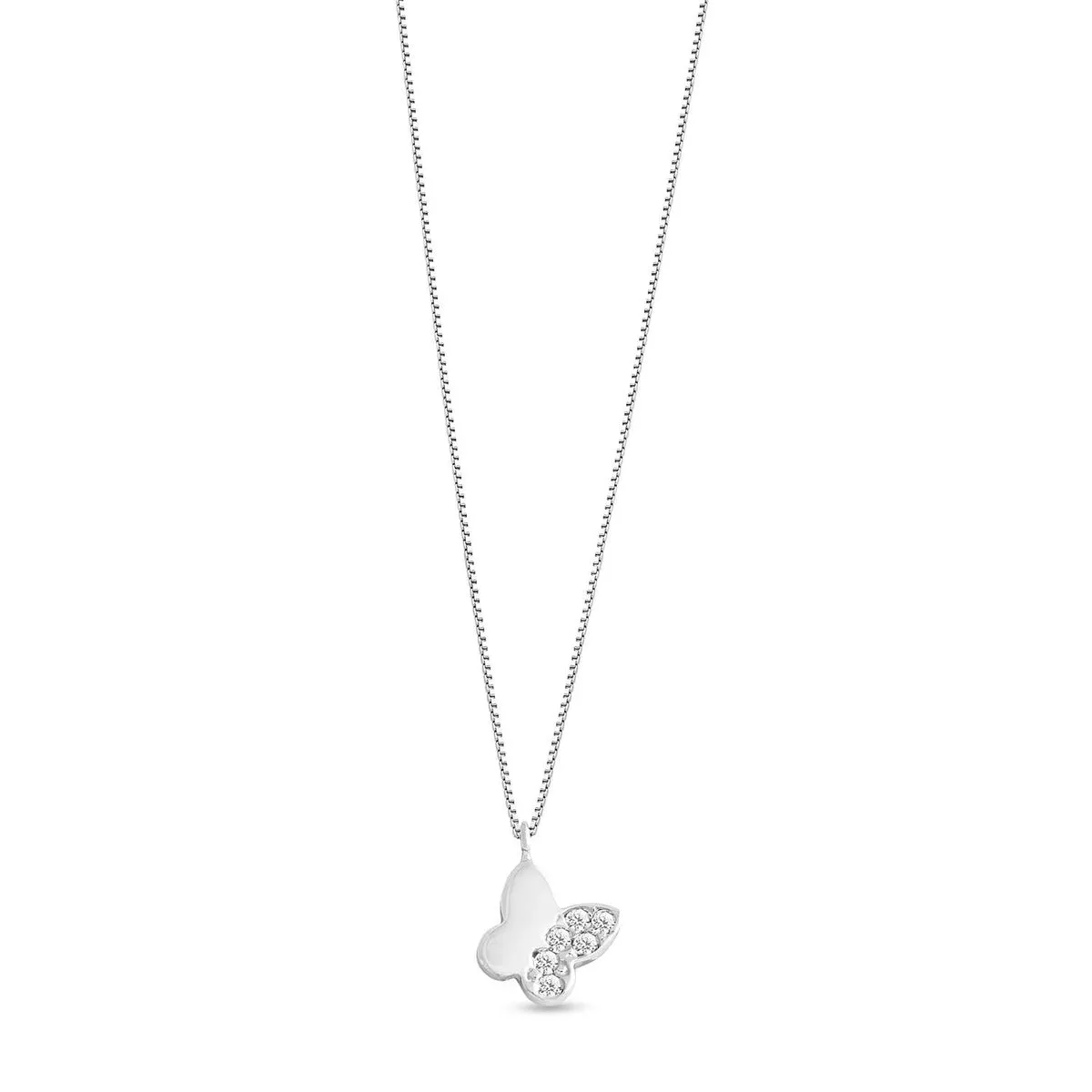 AGZ 286 Collana da Donna Ambrosia Gioielli a forma di Farfalla in Oro Bianco 18kt e Zirconi