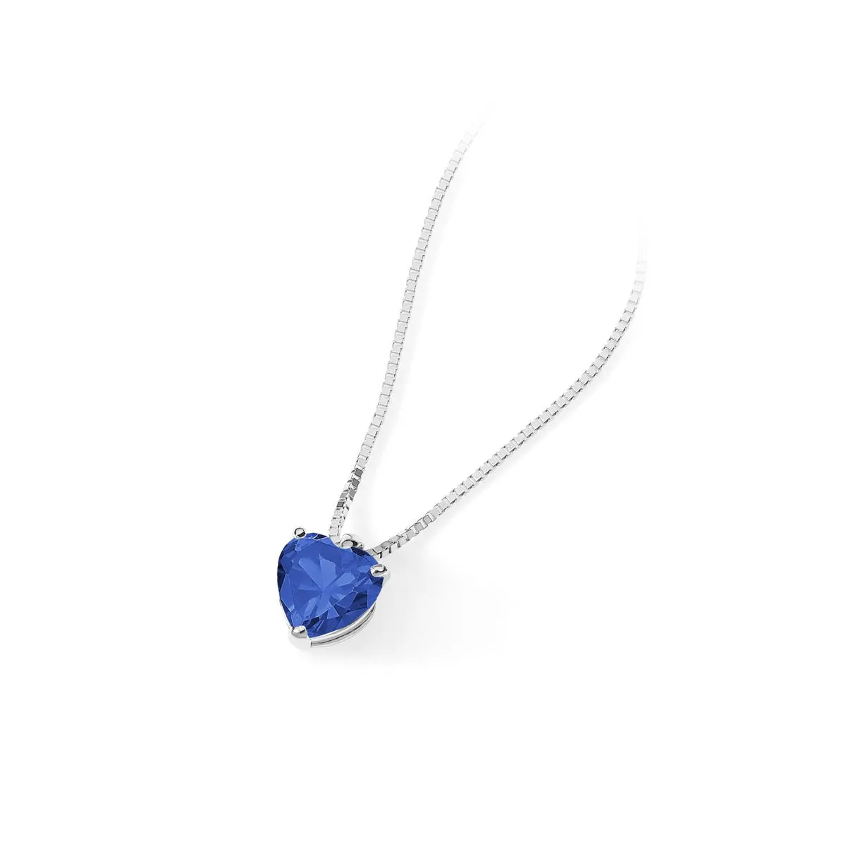 AGZ 350 Collana da Donna Ambrosia Gioielli in Oro Bianco 18kt e Zircone Blu a forma di Cuore