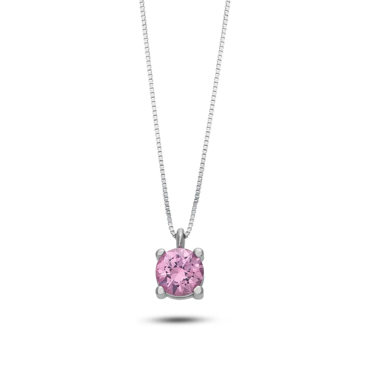AGZ 391 Collana a Punto Luce da Donna Ambrosia Gioielli in Oro 18kt e Zircone Rosa da 4mm