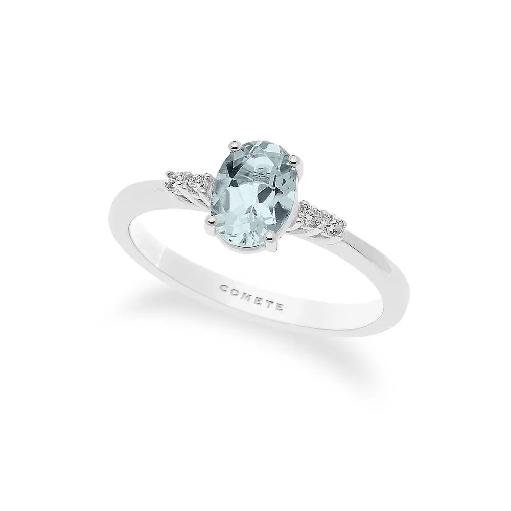 Anello Comete Acquamarina Ovale e Diamanti ANQ 296