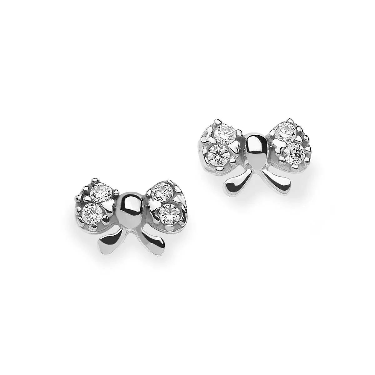 AOZ 230 Orecchini da Donna Ambrosia Gioielli Fiocchi in Oro 750‰ e Zirconi Bianchi