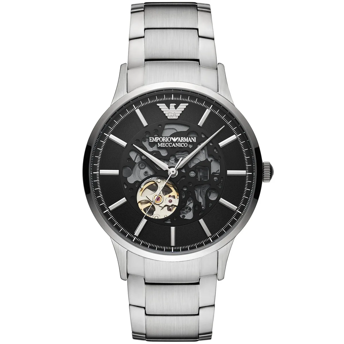 EMPORIO ARMANI AR60055 Renato Orologio Meccanico uomo in Acciaio Quadrante Nero