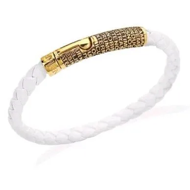 Amen bracciale pelle intrecciata bianca Paternoster NO02G-L