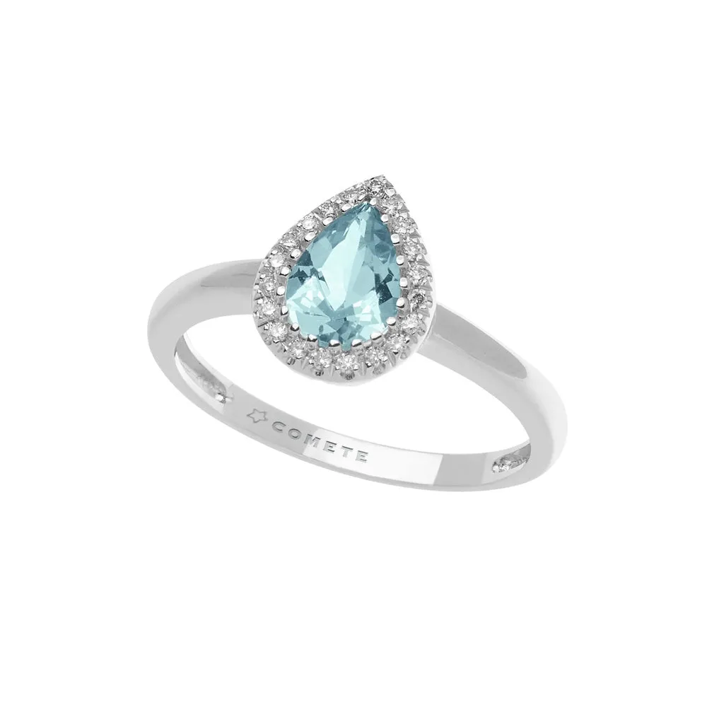 Anello Comete Acquamarina Goccia Con Diamanti ANQ 314