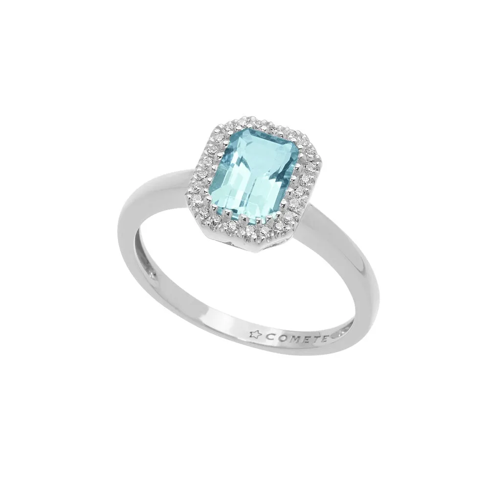 Anello Comete Acquamarina Ottagonale Con Diamanti ANQ 311