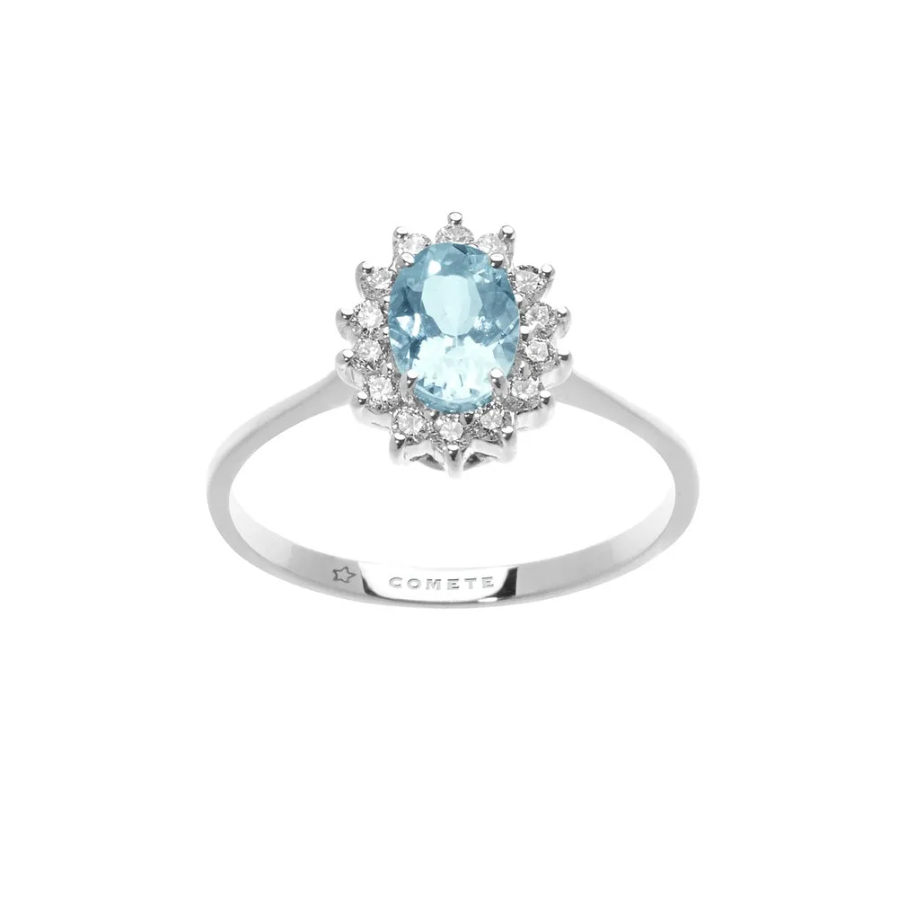 Anello Comete Acquamarina Ovale Con Diamanti ANQ 315