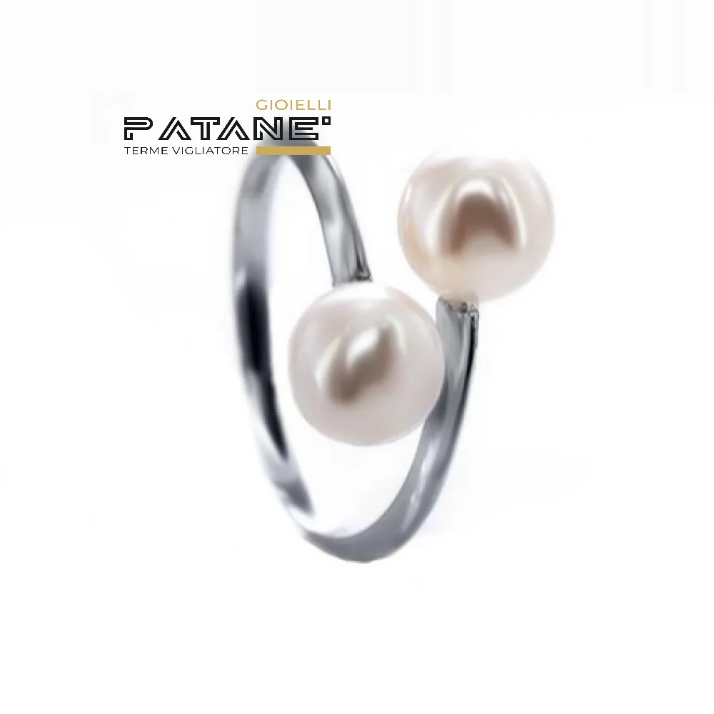 Anello Davite & Delucchi con doppia Perla 7mm