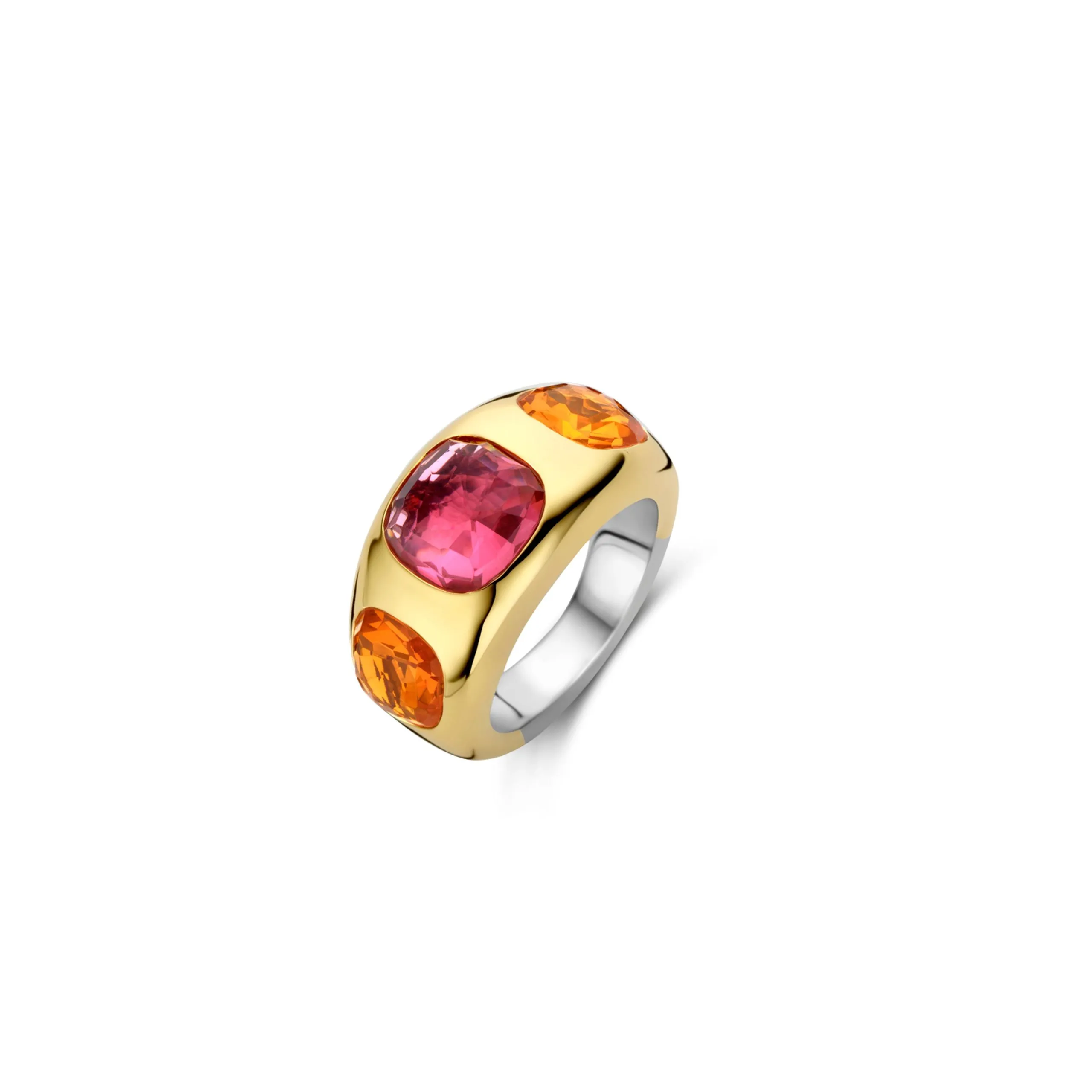 Anello Donna Ti Sento Fascia con Pietre Rosa e Arancio 12285OR