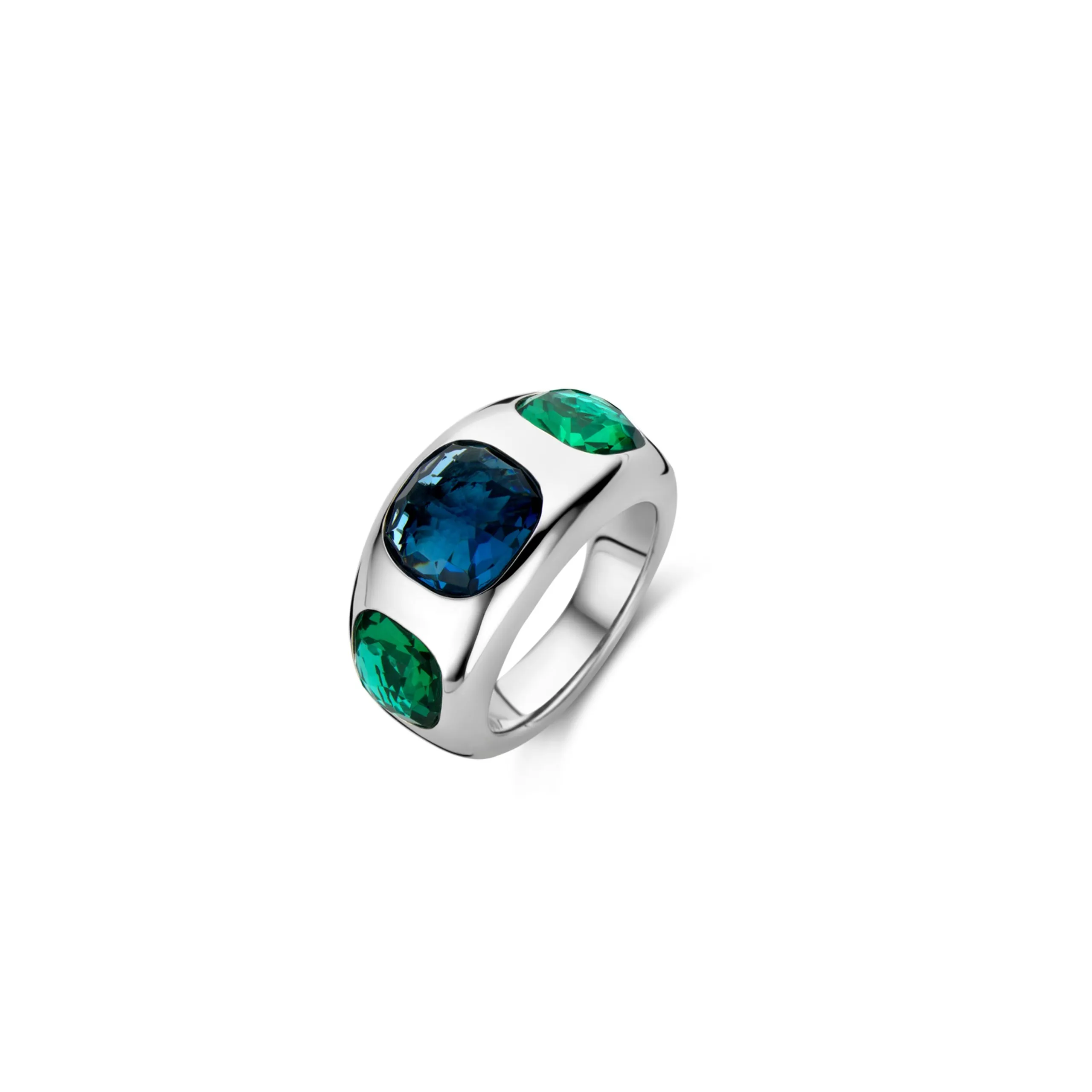 Anello Donna Ti Sento Fascia con Pietre Verdi e Blu 12285DB