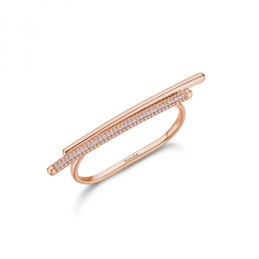 Anello Doppio Rosato in Argento Rosé con Zirconi RZBI36