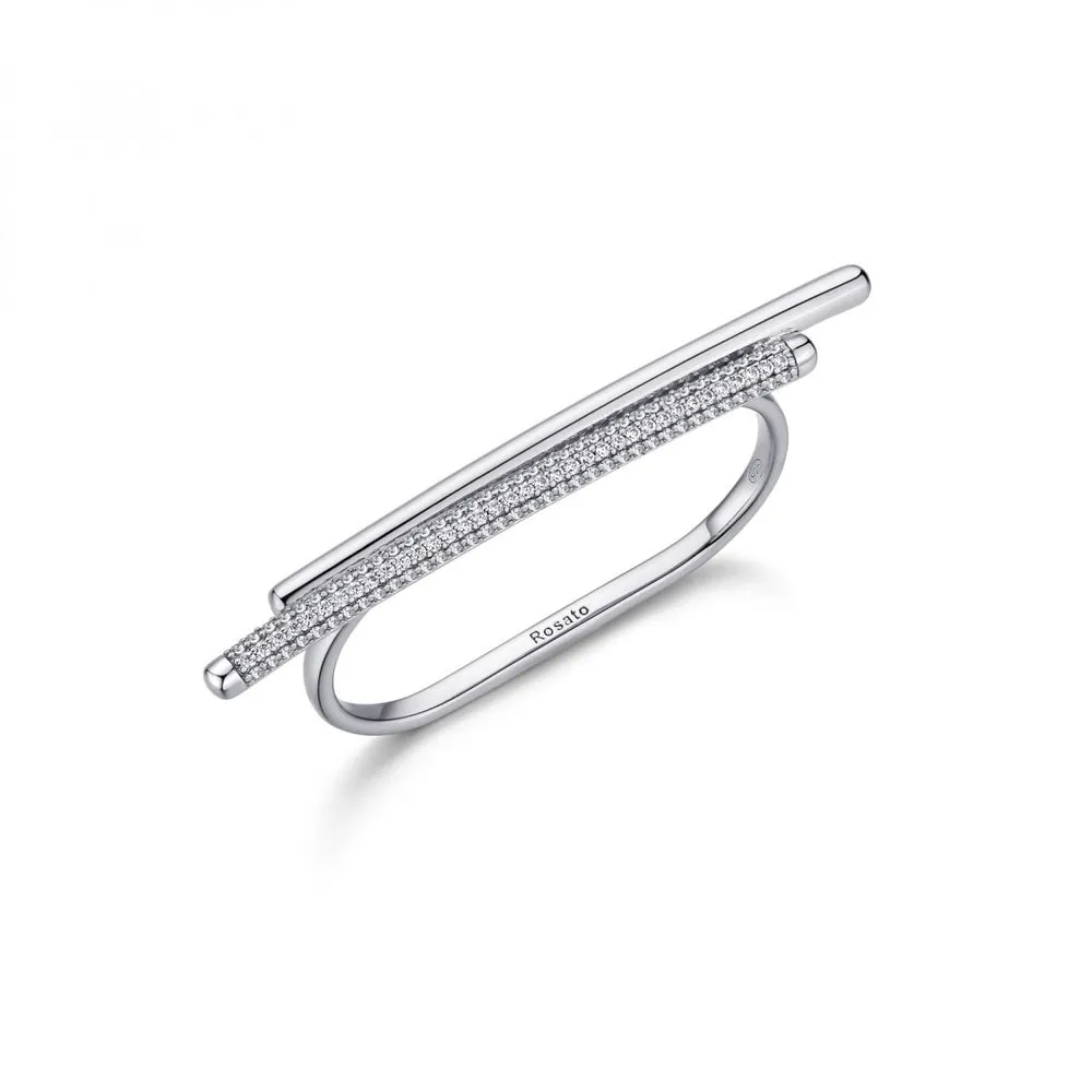 Anello Doppio Rosato in Argento con Zirconi RZBI35