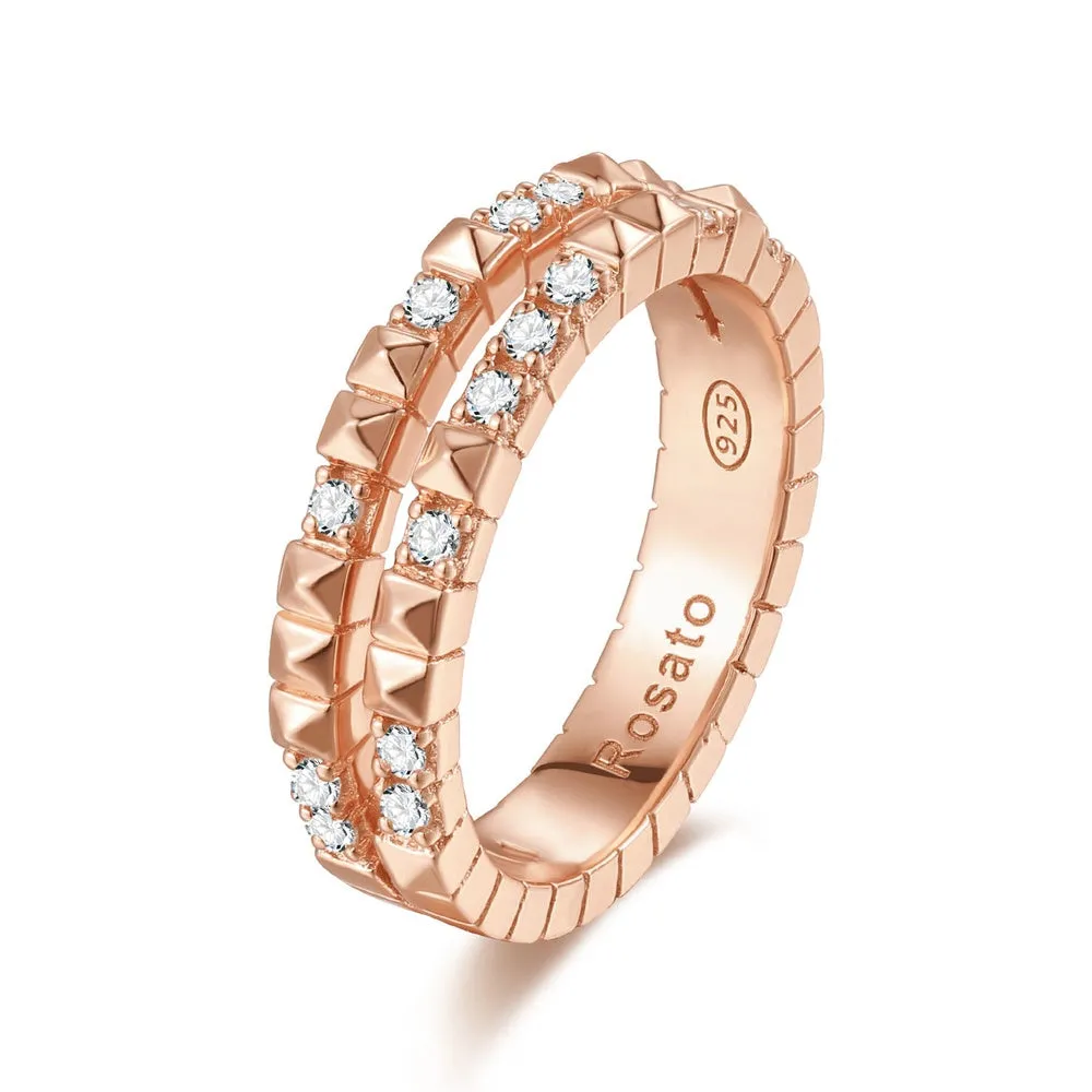 Anello Rosato Cubica Fascia Rosa Zirconi RZA014