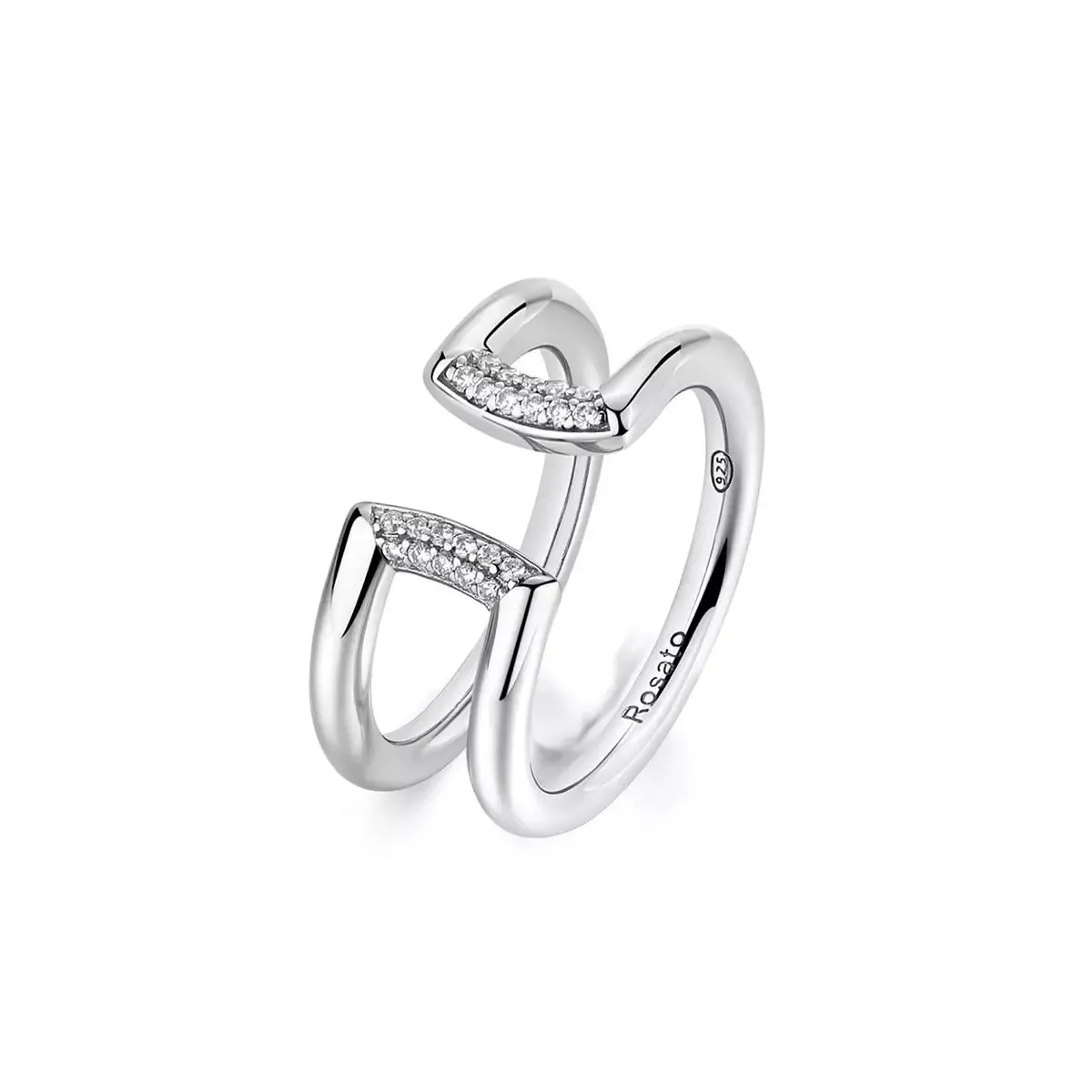 Anello Fascia Rosato in Argento con Zirconi RZBI41