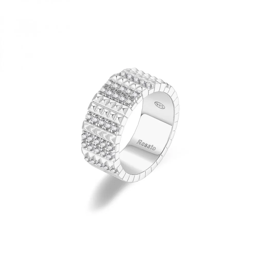 Anello Rosato Cubica Fascia con Zirconi RZCU57