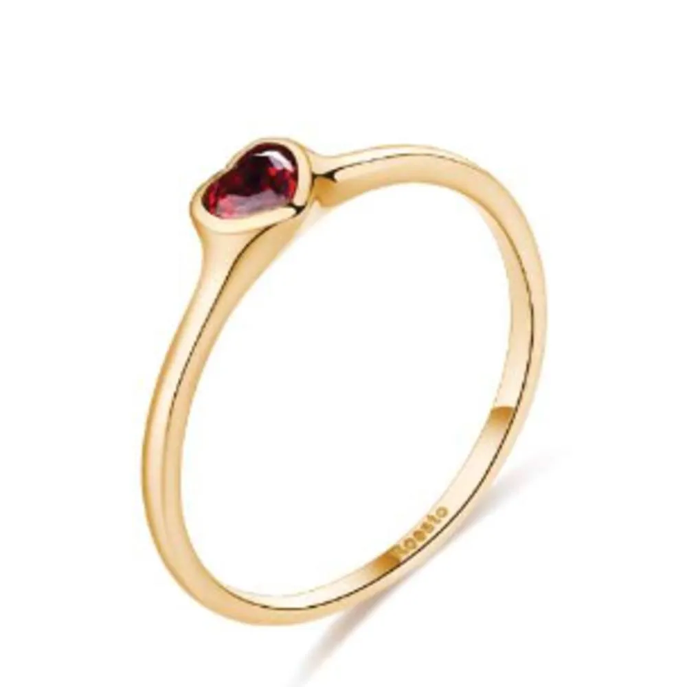 Anello Rosato in Oro con Cuore in Granato RGAA004